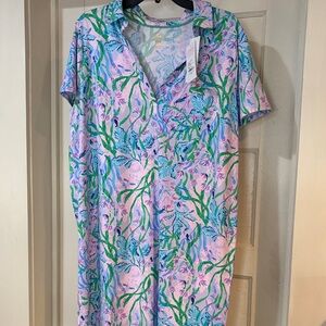 Lilly Pulitzer Pink and Blue Floral Dress NWT XXL